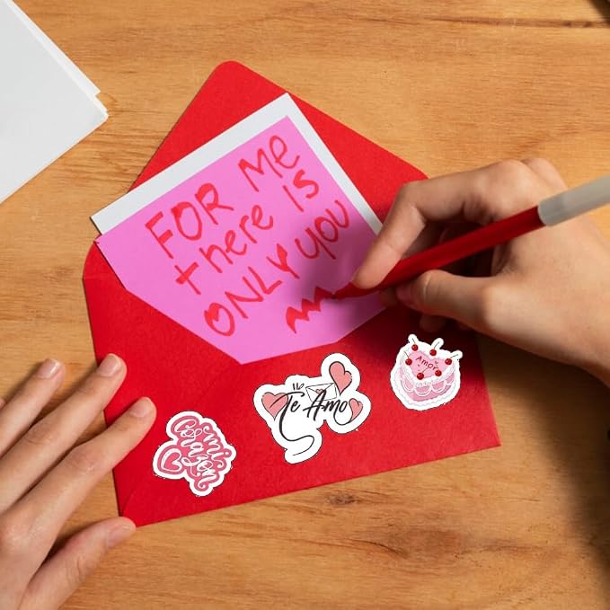 Spanish Love Stickers for Romantic Moments | Heartfelt Valentine Decals for Journals, Cards, Scrapbooks & Personalized Gifts for Phones, Laptops, Water Bottles