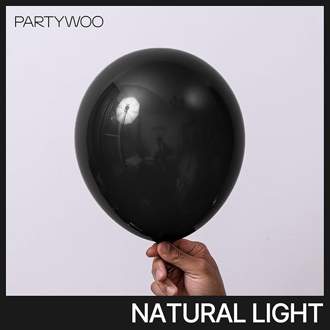 PartyWoo Black Balloons 100 pcs Different Sizes of 18 12 10 5 Inch Black Balloons Arch Kit Garland for Baby Shower Birthday Graduation Casino Gaming Anniversary Race Car Party Decorations Black-Y18
