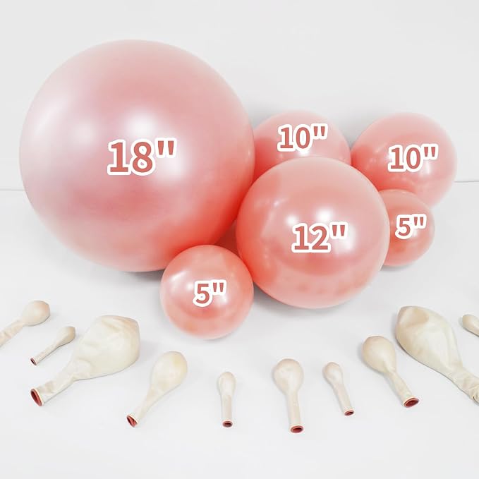 Double Stuffed Pearl Dusty Pink balloons Different Size 115Pcs 5/10/12/18 Inch Pearl Rose Blush Pink Balloon Garland Arch kit for Boho Birthday Wedding Engagement Bridal Baby Shower Party