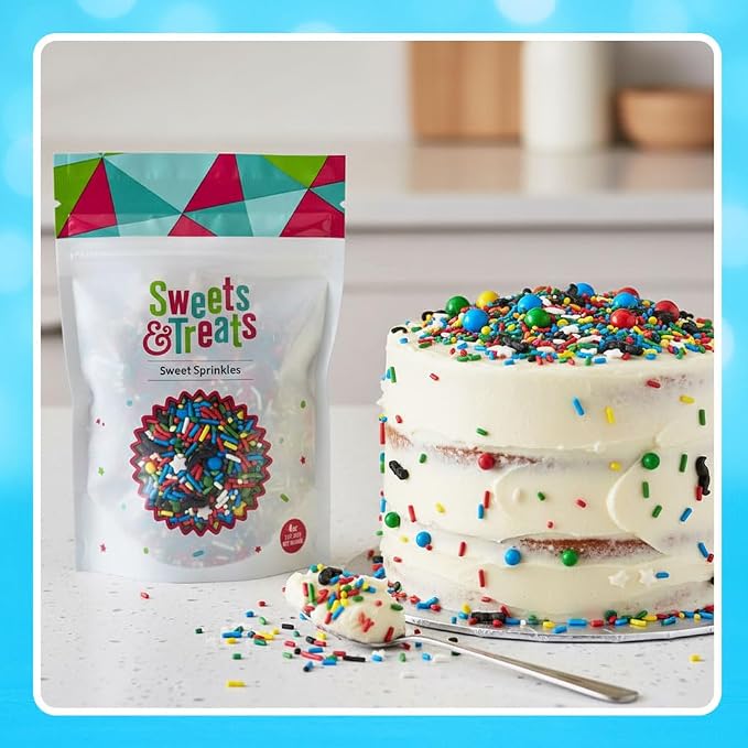 BakeBright Super Mario Sprinkles - Edible Super Mario Birthday Decorations for Vibrant Cake Cupcake Toppers Mario Luigi Toad Themed Celebrations Star & Mustache Sprinkles, Made in USA