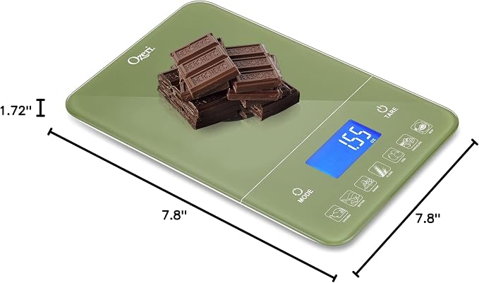 Ozeri Touch III Digital Kitchen Scale with Calorie Counter, 22 lbs (10 kg), Calla Green