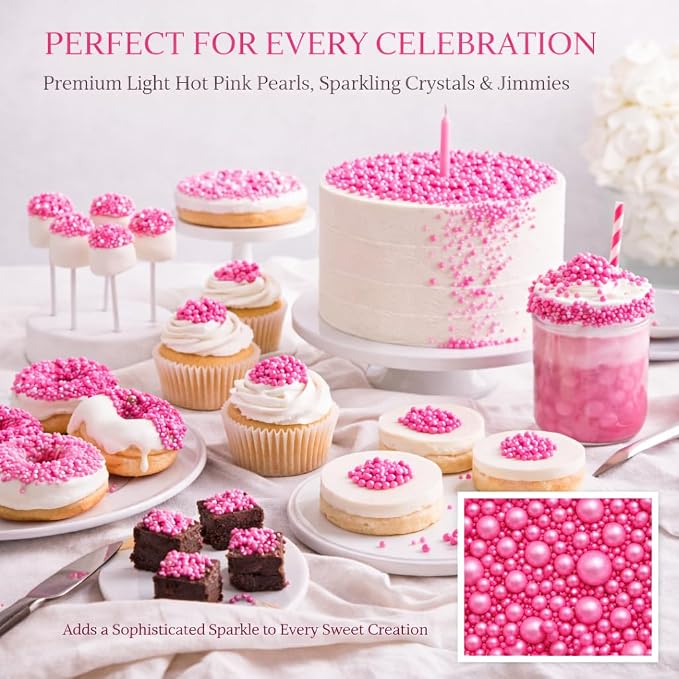 Confect Hot Pink Sprinkles – Premium Bright Pink Pearl Cake & Cupcake Sprinkles (4.2 oz) – Bake Stable, Soft Chew, No Synthetic Dyes – Edible Decorating Sprinkles for Cookies & Baking