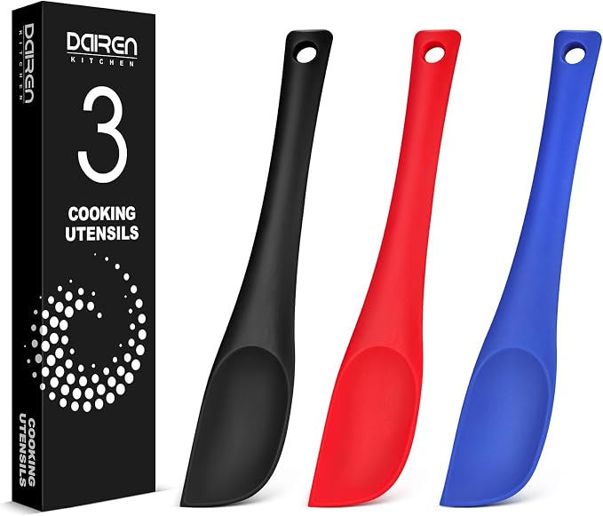 Silicone Scraper Spatula Set, BPA Free Food Grade Rubber Spatulas, Flexible Baking Mixing Tool, Heat Resistant Bowl Scrapers for Nonstick Cookware, 3 Pack (11.3 inch)