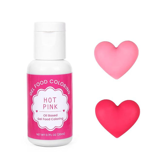 Oil Based Food Coloring for Chocolate, 20ml Edible Hot Pink Oil Based Food Coloring Gel for Cake Decorating, Sugar, Candy Melts, Baking, Cookies, Icing Frosting, Meringues, Cream- 0.7 Fl. Oz(Hot Pink)