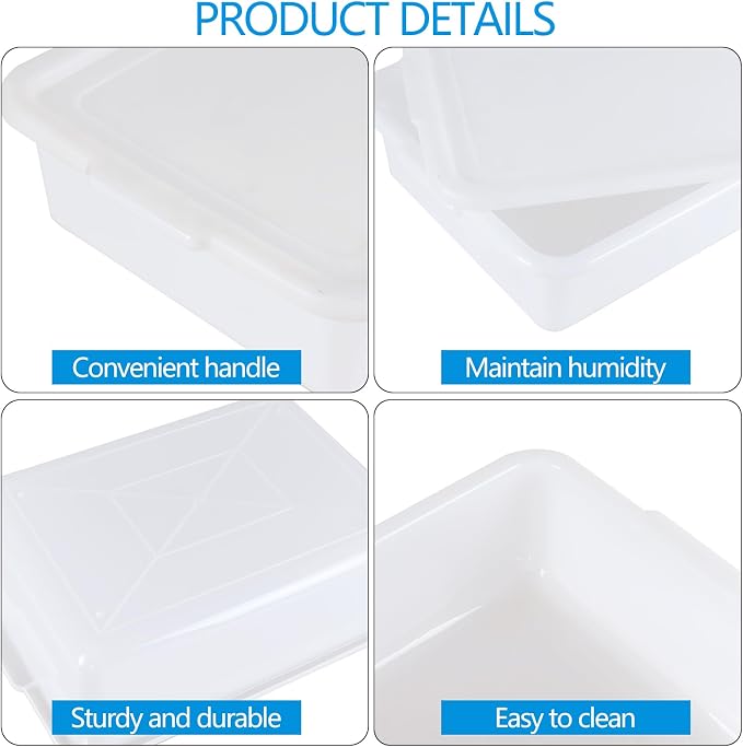 3 Pack Bread Dough Proofing Box with Lid, Pizza Proofing Tray, Stackable Commercial Quality