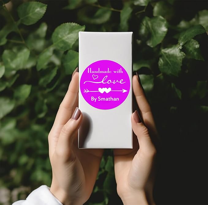 400 Pack Custom Handmade/Homemade with Love Label Stickers|Personalize Business Logo Labels|1.5/2inch Round Personalized Labels in Various Designs for Crafts,Baking,Gifts and Small Business