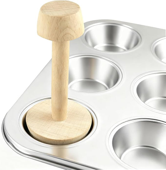 Tamper Pastry Tamper Tool, Double Side Wooden Egg Tampers Mold, Tart Molds for Kitchen Party Baking Tools Pie Tart and Quiche Pans