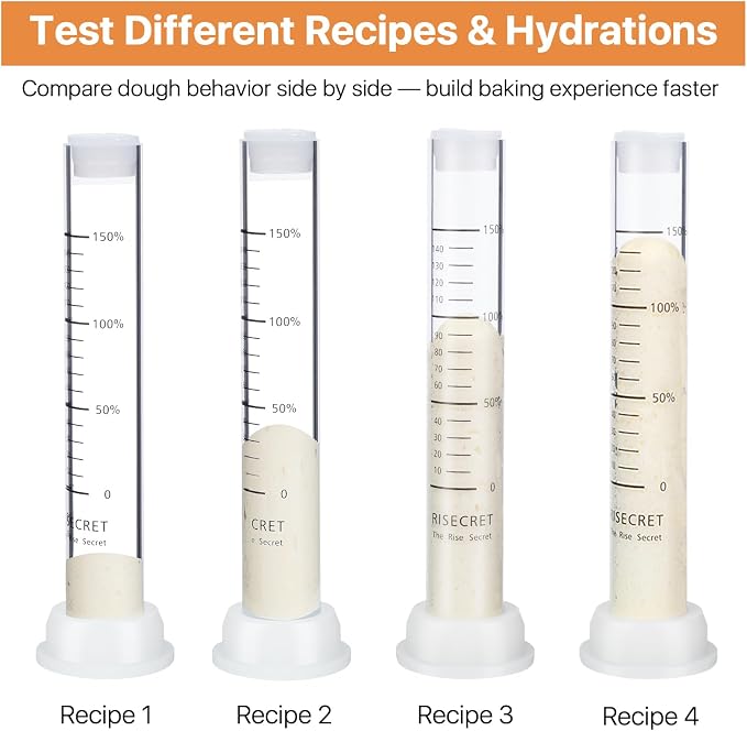 Sourdough Aliquot Jar for Sourdough Starter, Transparent Acrylic Measuring Tube for Dough Rise Tracking, Artisan Bread Baking Tool for Brioche, Panettone & Bakers (white, 1pcs acrylic)