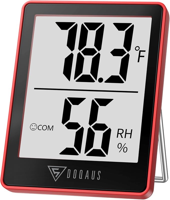 DOQAUS Digital Hygrometer Indoor Thermometer Humidity Gauge Room Thermometer with 5s Fast Refresh Accurate Temperature Humidity Monitor for Home, Bedroom, Baby Room, Office, Greenhouse, Cellar, Red