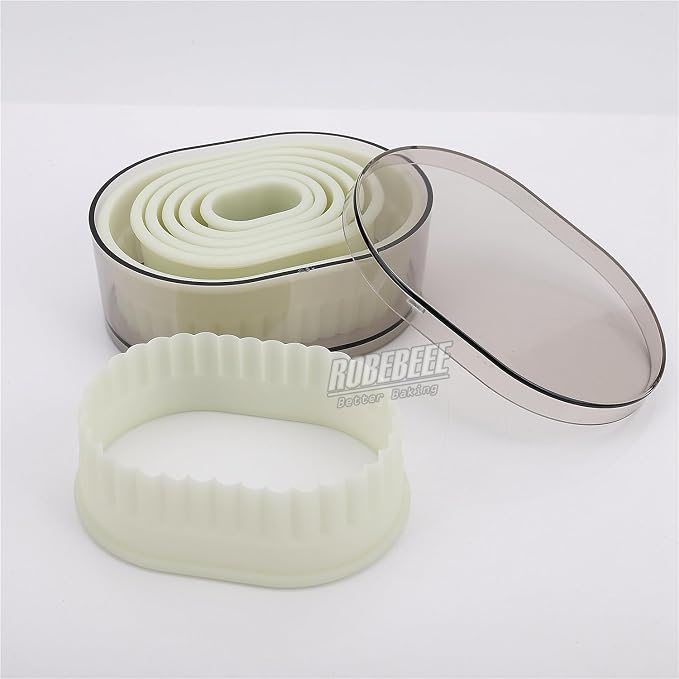 Multi-Shape Nylon Cookie Molds Round Square Star Plastic Geometry Biscuit Cutter Dough Mousse Bread Slicer DIY Bakery Utensils (Fluted Oval)