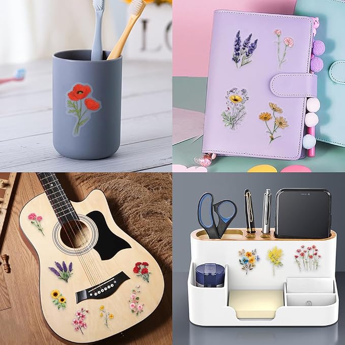 Cute Flowers Stickers 50PCS Beautiful Plants Waterproof Flower Stickers for Water Bottles Laptop Luggage Journaling, Party Rewards Waterproof Vinyl Decals for Kids Teens Adults (Flower-1)
