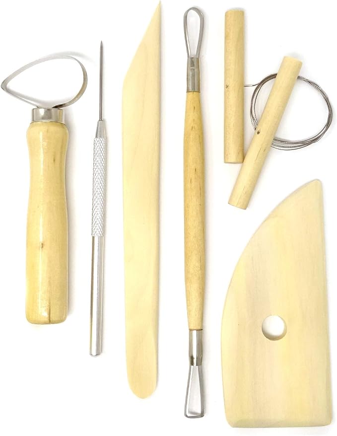 Honbay 8-Piece Wooden Pottery Clay Wax Tool Kit Carving Sculpting Modeling Tool Set