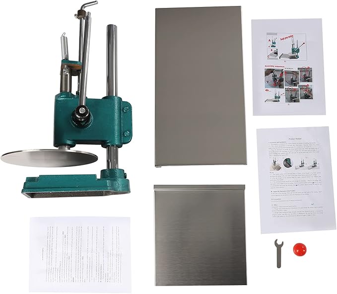 Pizza Dough Press Machine, 9.5" Manual Pastry Press Machine Stainless Steel Pizza Press Pizza Dough Maker Thickness Adjustable