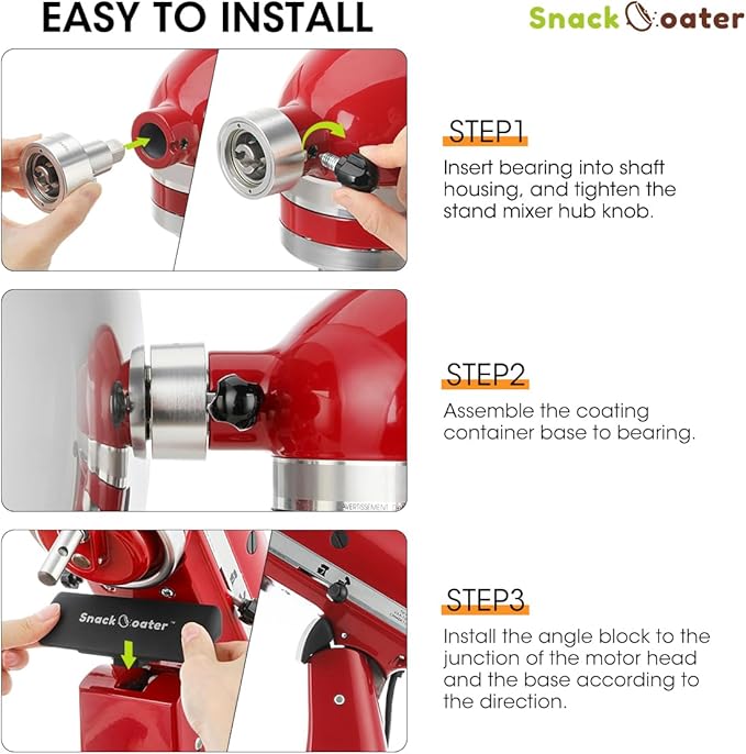Aieve Snack Coater Compatible with KitchenAid Tilt-Head Stand Mixer, Chocolate Coating Attachment for Freeze-Dried Strawberries,Almonds,Pistachios & Nuts, Home & Commercial Use