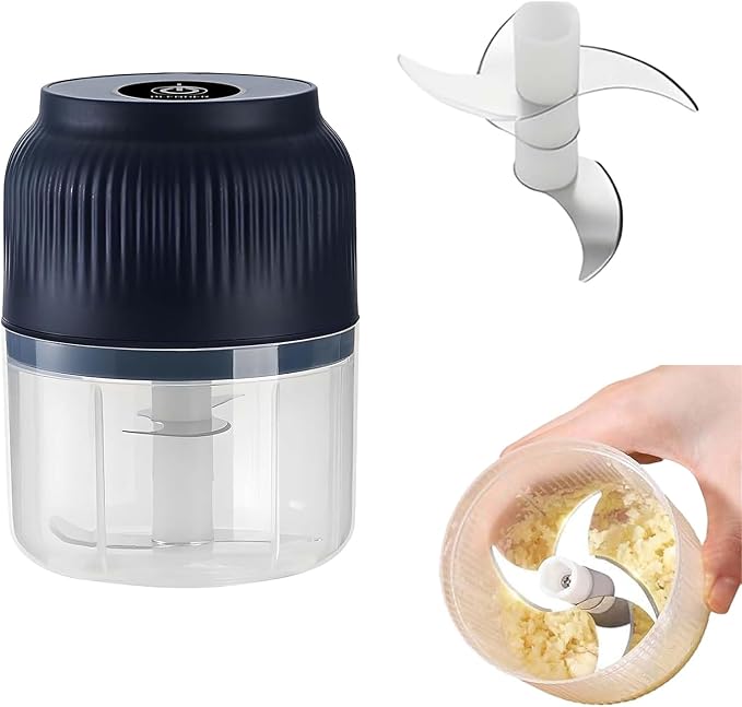 Household Electric Garlic Crusher, 2026 New 350ml Cordless Mini Food Chopper with 6 Stainless Steel Blades, Portable Garlic Mincer for Onion Ginger Spices Fruit Salad