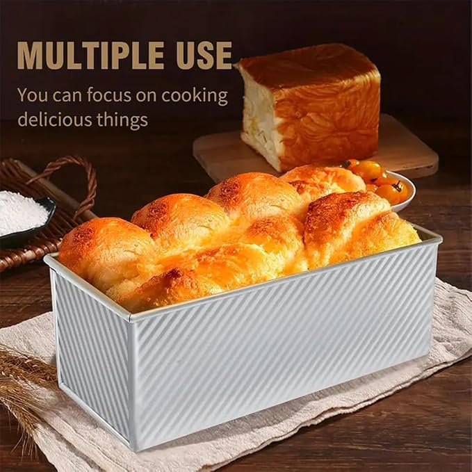 Large Loaf Pan with Lid, 2.2 LB Dough Capacity Loaf Pan, 13 x 5 Inch Baking Mold Non-Stick Bakeware Carbon Steel Bread Toast Mold with Cover for Baking Bread