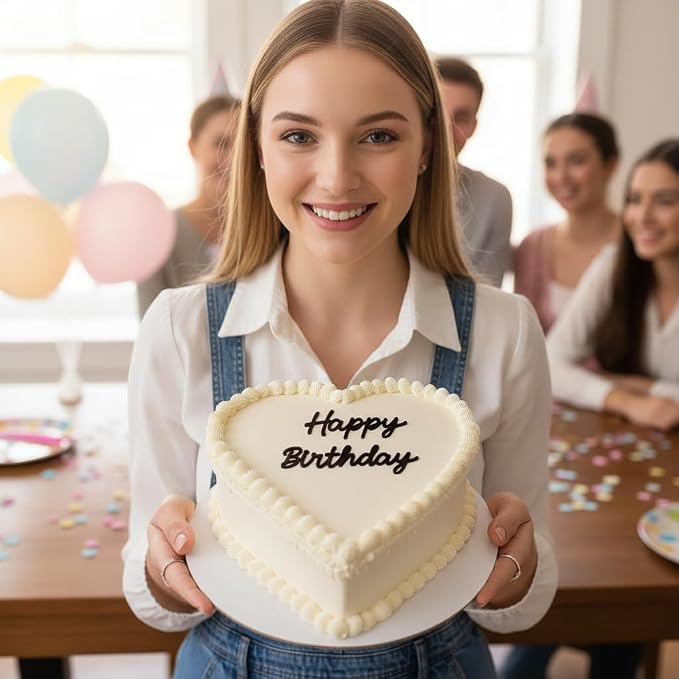 Happy Birthday Cake Topper, Black Acrylic Script Birthday Cake Decoration for Birthday Party, Cake Decor for Women Girls Dessert Table (happy birthday)