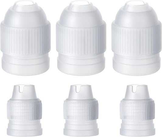 6 Pieces Couplers for Piping Bags Two Different Sizes Plastic Couplers of Large Size Cake Decorating Coupler White Pastry Bag Coupler for Piping Bags, Icing Nozzles