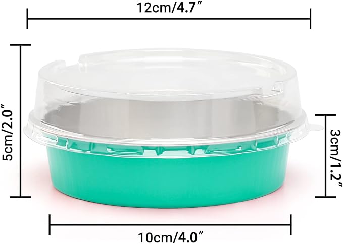 Beasea Elegant Blue 8 Oz Mini Pie Pans Tart Pans Tin Baking Tins with Lids, 4 Inch 20 Pack Disposable Baking Pans For Cake Tart Quiche