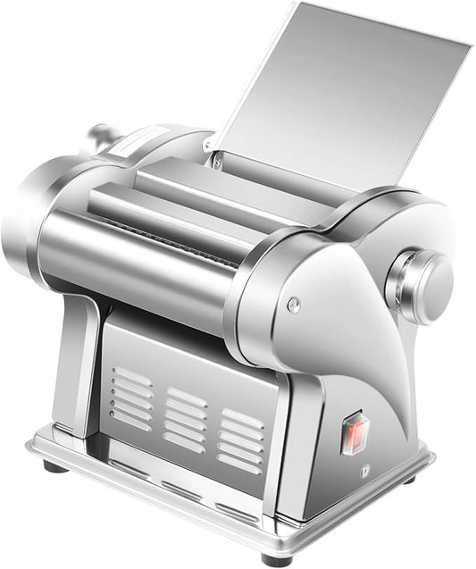 Electric Pasta Maker Machine, 135W Noodle Maker Pasta Dough Roller Sheeter, 0.5-3.5mm Adjustable Thickness and 2&4mm Noodle Width, Stainless Steel Pasta Maker for Breakfast Shop Home Hotel Noodle Shop