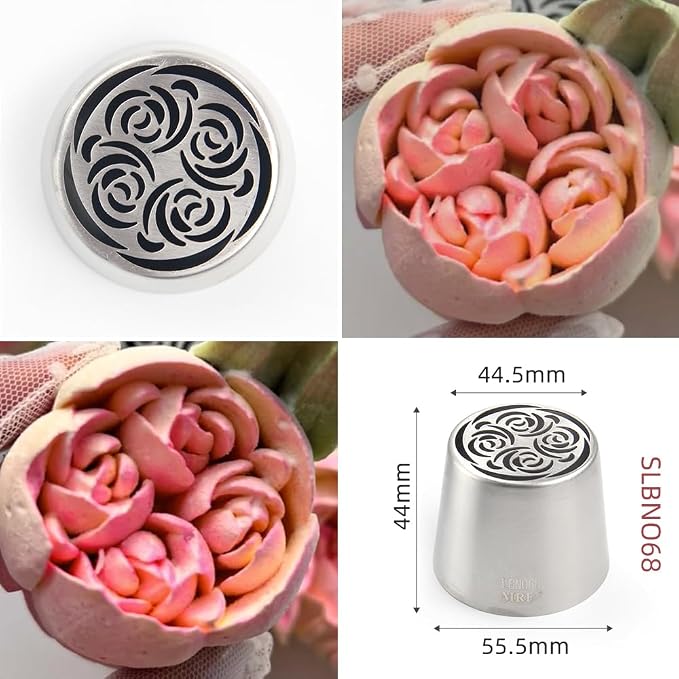 1 Piece Stainless Steel XXL Russian 4 Petals Flower Icing Tips,Pastry Frosting Piping Nozzles for Cake Marshmallow Bouquet,Cake Decorating Tips Baking Tools,Flower Frosting Nozzles for Decorating