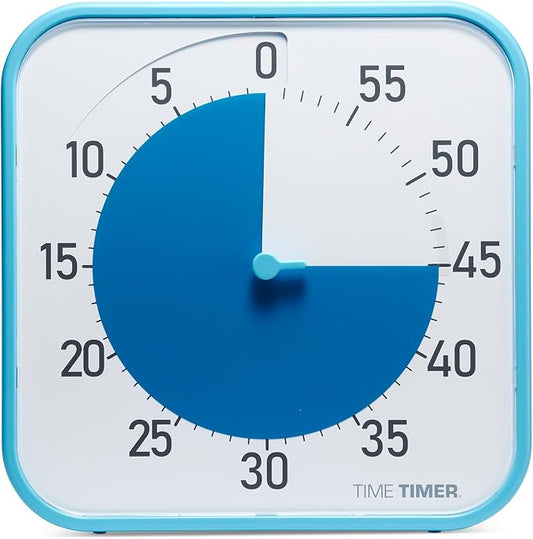 Time Timer Original 12" Visual Countdown Timer – Large 60-Minute Silent Classroom Visual Timer for SEL, Emotional Regulation, Focus, Calm Transitions, ADHD, Autism – (Blue & White)