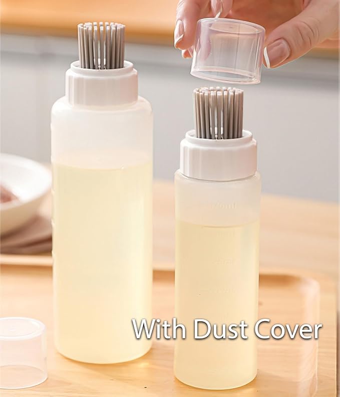 Food - Grade Silicone Oil Brush Bottle | Soft Heat - Resistant, Reusable Basting Tool With Scale, Outdoor Grill Oil Dispenser | Kitchen Squeeze Bottle, Non - Shedding (175ml 2pcs)