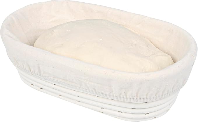 Restaurantware Bread Proofing Baskets 9 Inch Oval Pack of 10 Rattan Dough Fermentation Baskets With Cotton Liners, Oval Banneton Bread Rising Bowls For Home, Commercial, Artisanal Baking