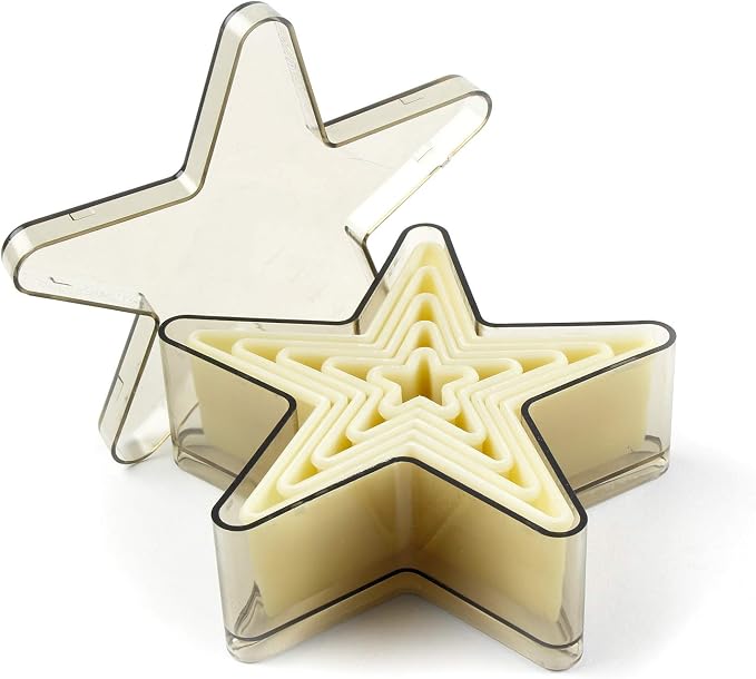 O'Creme Five-Point-Star-Shaped Heat-Resistant Plastic Cutter in Five Sizes, One of Each