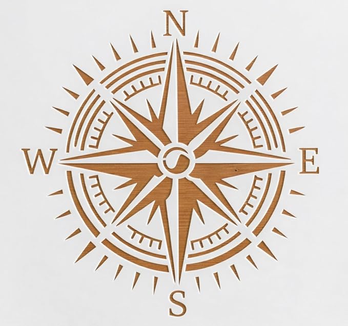 Compass Stencil – Nautical Travel Adventure Design Template Pattern for Painting, Crafting, DIY Décor, Walls, Wood, Signs, Journals and Art Projects
