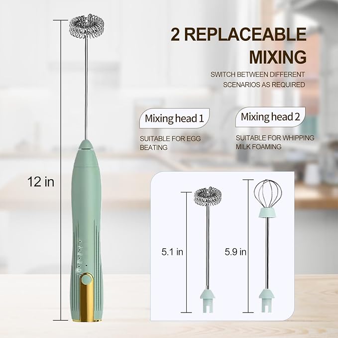 Powerful Handheld Milk Frother, USB Rechargeable Electric Foam Maker for Coffee, Mini Milk Foamer, Stainless Steel Drink Mixer for Lattes, Cappuccino, Frappe, Matcha, Hot Chocolate