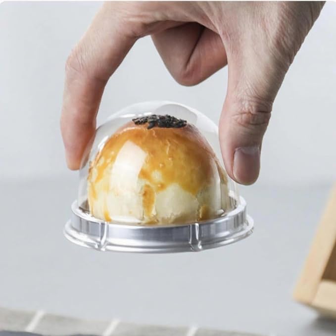 EchoDone 50 Set Clear Plastic Mini Cupcake Boxes Single Container Box | Muffin Pod Dome Muffin Single Container Box for Wedding Birthday Gifts Boxes Supplies (Silver)