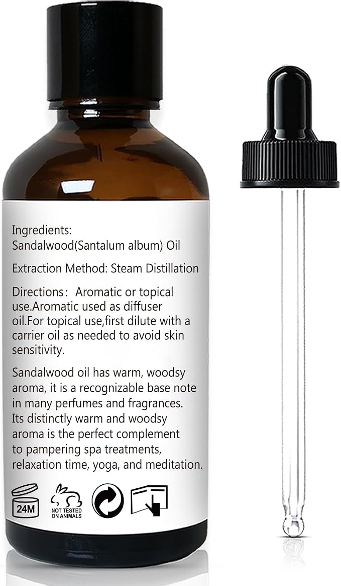 GM Gumili Sandalwood Essential Oil, Home Fragrance Oil Scent Oils for Perfume, Diffuser, Skin, Hair, Roll On - 1 Oz