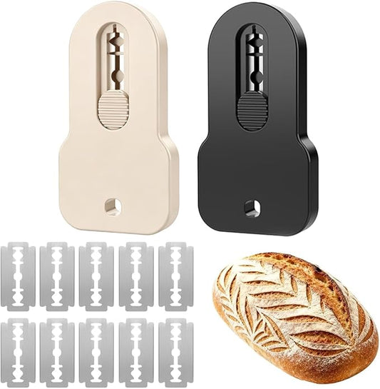 AMLLLC 2PCS Bread Lame Sourdough Scoring Tool - Magnetic Dough Scoring Tool with Blade Lock,Scoring Knife for Bread Baking,Bread Razor for Homemade Sourdough Scorer Tool,Includes 10 Razor Blades