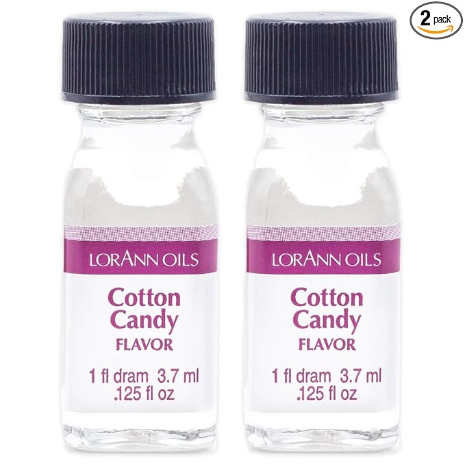 LorAnn Oils Super Strength Flavoring - Used For Candy Making, Flavoring, Baking, Hard Candy, & Flavor Oils - Bold, Natural Flavors 4X Stronger Than Extracts - Cotton Candy, Pack of 2, 0.125 fl oz