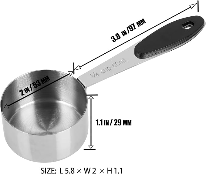 DOTINGHUX 1/4 Cup Magnetic Grips Stainless Steel Measuring Cup -1PCS