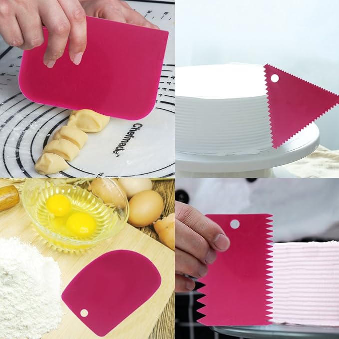 Cake Scraper Smoother Tool Set, DaKuan 12 pcs Cake Smoothing Cutter Plate Tool Combo, Cake Icing Scrapper Cake Edge Decorating Tool