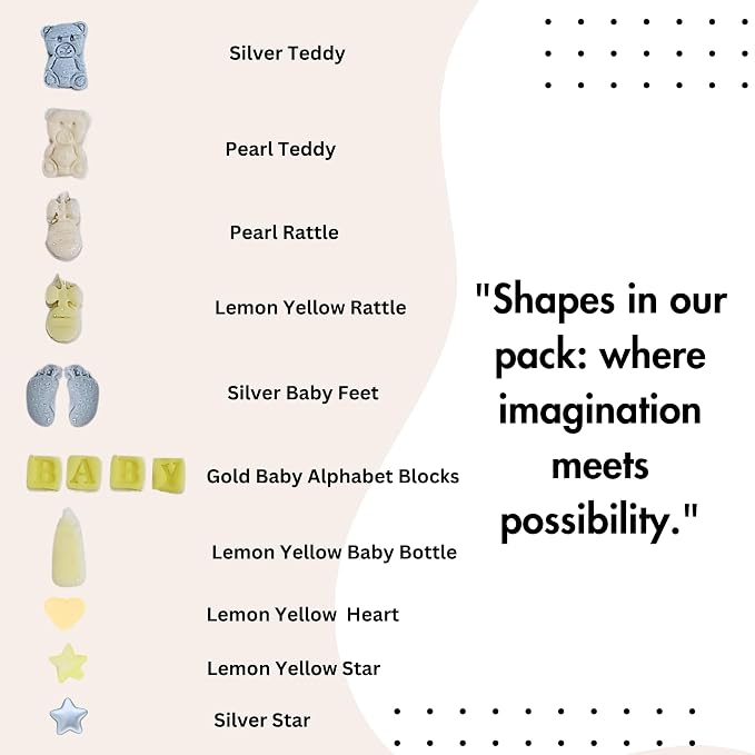 Confect Neutral Baby Shower Sprinkles | Gender Reveal Sprinkles | Birthday Sprinkles | Mix Silver, Gold & Pearls Teddy, Heart, Star & Baby Feet Sprinkle Pack of 5 | Vegan, Gluten-Free, Nut-Free, Soy-Free, Dairy-Free, Palm Oil-Free - 5 Oz