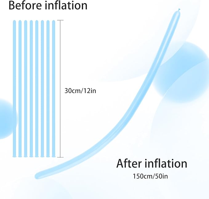 ZNHIS 100pcs 260 Long Balloons, Light Blue, Long Twistable Balloons for Balloon Arch, General Celebration, Unisex-Adults