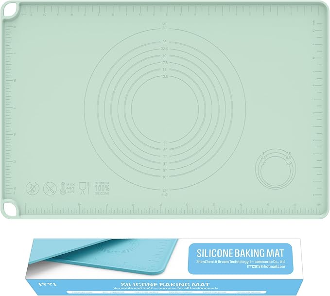 Silicone Baking Mat, Dough Rolling Mat, Pastry Mat for Rolling Dough, Silicone Rolling Mats for Pizza, Pie, Macaron, Bread (Sage Green, 24"×16")