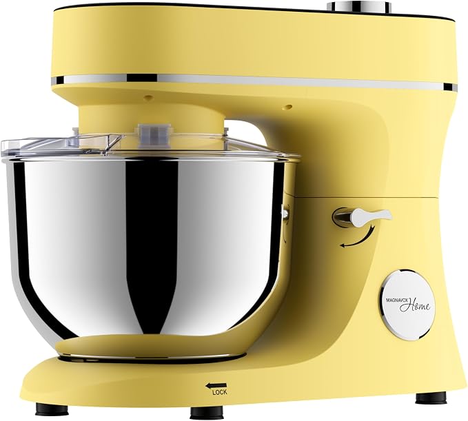 Magnavox Home, 6.3 qt Digital Touchscreen Stand Mixer, 11 Speeds, Yellow