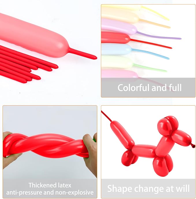 ZNHIS 260 Balloons, 100pcs Long Balloons, Red 260 Balloons, Long Balloons for Balloon Arch, Balloon Animals Kit, Balloons for Balloon Animals, Long Balloons Twisting Balloons