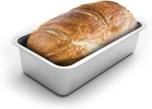 Fox Run Loaf Pan Stainless Steel Baking, 8.5 x 4.5 x 2.25 inches, Rectangular | Heat Safe Up To 536 F | Durable Stainless Steel Baking Pan | Bake Standard Sized Bread Loaves | Bread Baking Essential