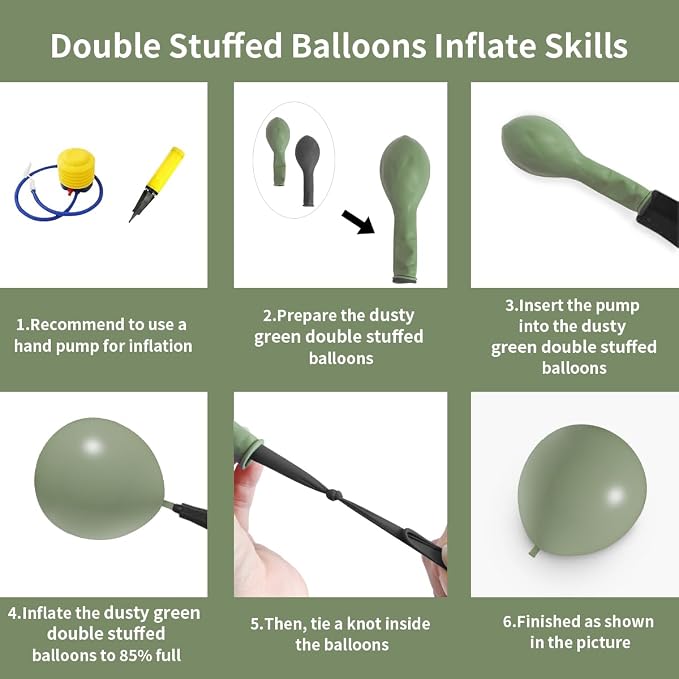 Dusty Green Double Stuffed Balloons Different Size 115Pcs 5/10/12/18" Sage Green Balloons Garland kit for Birthday Baby Shower Wedding Engagement Bridal Shower Party