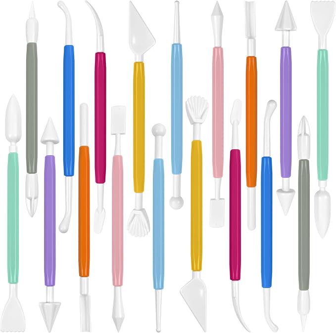 Clay Tools 18PCS Air Dry Clay Double-Ended Tool Kit Plastic Clay Sculpting Tools Set for DIY Pottery, Modeling Molding Polymer Clay