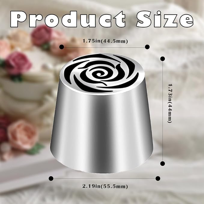 stainless steel oversized piping nozzle, used for cake decoration, pie and cupcake flower shaped frosting squeezing, cake decoration supplies, floral frosting nozzle, kitchen small tools