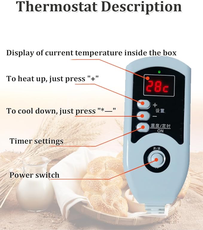 Pizza Dough Proofing Box, Foldable Bread Proofer, Adjustable Temperature, Easy to Clean, Bread Proofing Box for Making Cakes, Bread, Biscuits red L