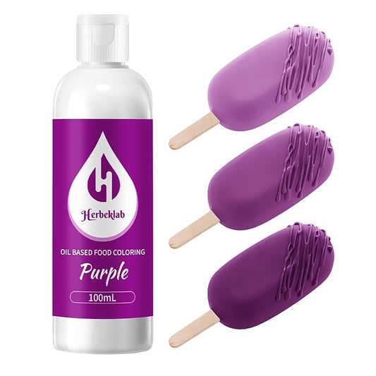 Purple Oil Based Food Coloring for Chocolate – Herbeklab 100ml Professional Concentrated Oil Food Dye for Candy Melts, Chocolate, Cake Pops, Strawberries & Baking