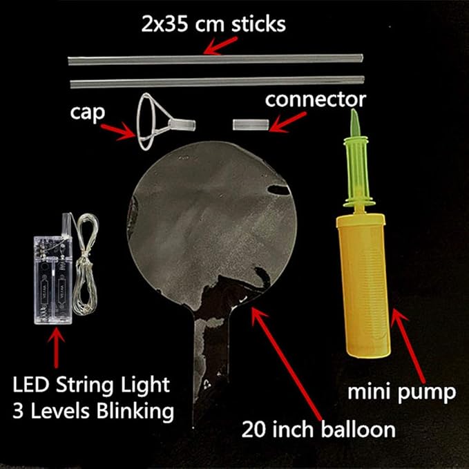 LED Light Up Bobo Balloons with Sticks,6 Packs Flashing Handles,20 Inches Bubble Bobo Balloons,70 cm Sticks,Christmas Birthday Party Decoration