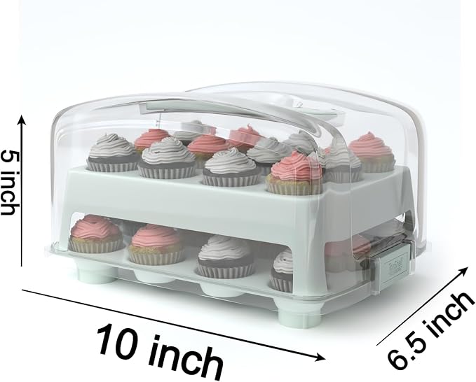 Top Shelf Elements MINI Cupcake Box. NOT For Standard Size Cupcakes. Fashionable Green Carrier Holds 24 MINI-Size Cupcakes, Cupcake Traveler,